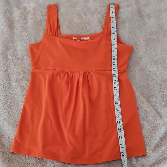 Fitted Orange Pleated Tank Top - Picture 6 of 6